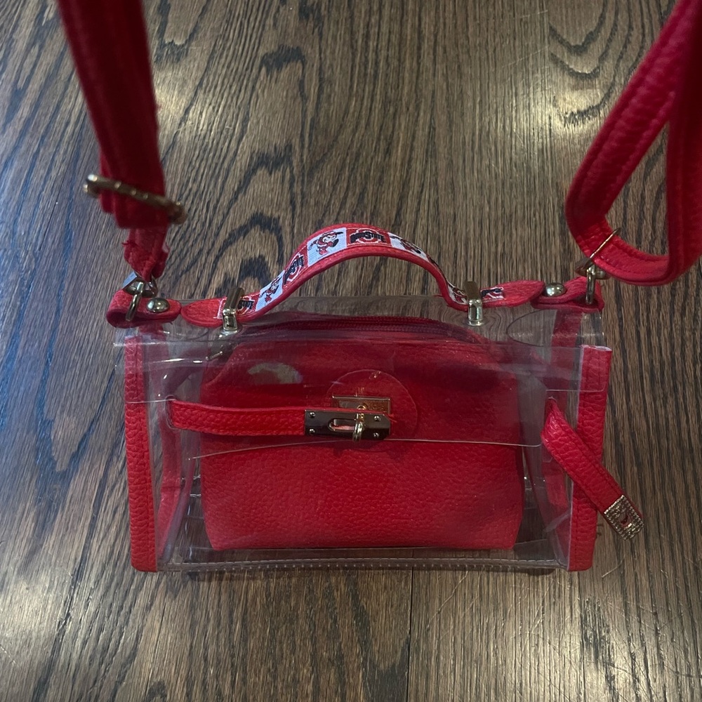 Small clear Ohio state bag with separate red pouch. Never used.